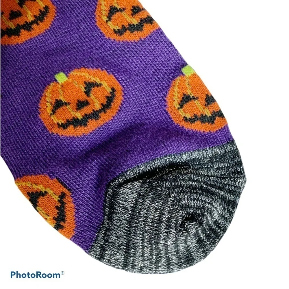 Halloween Socks Fun Colorful by GMI Low Cut Purple Jack O Lanterns Shoe Size 5-9